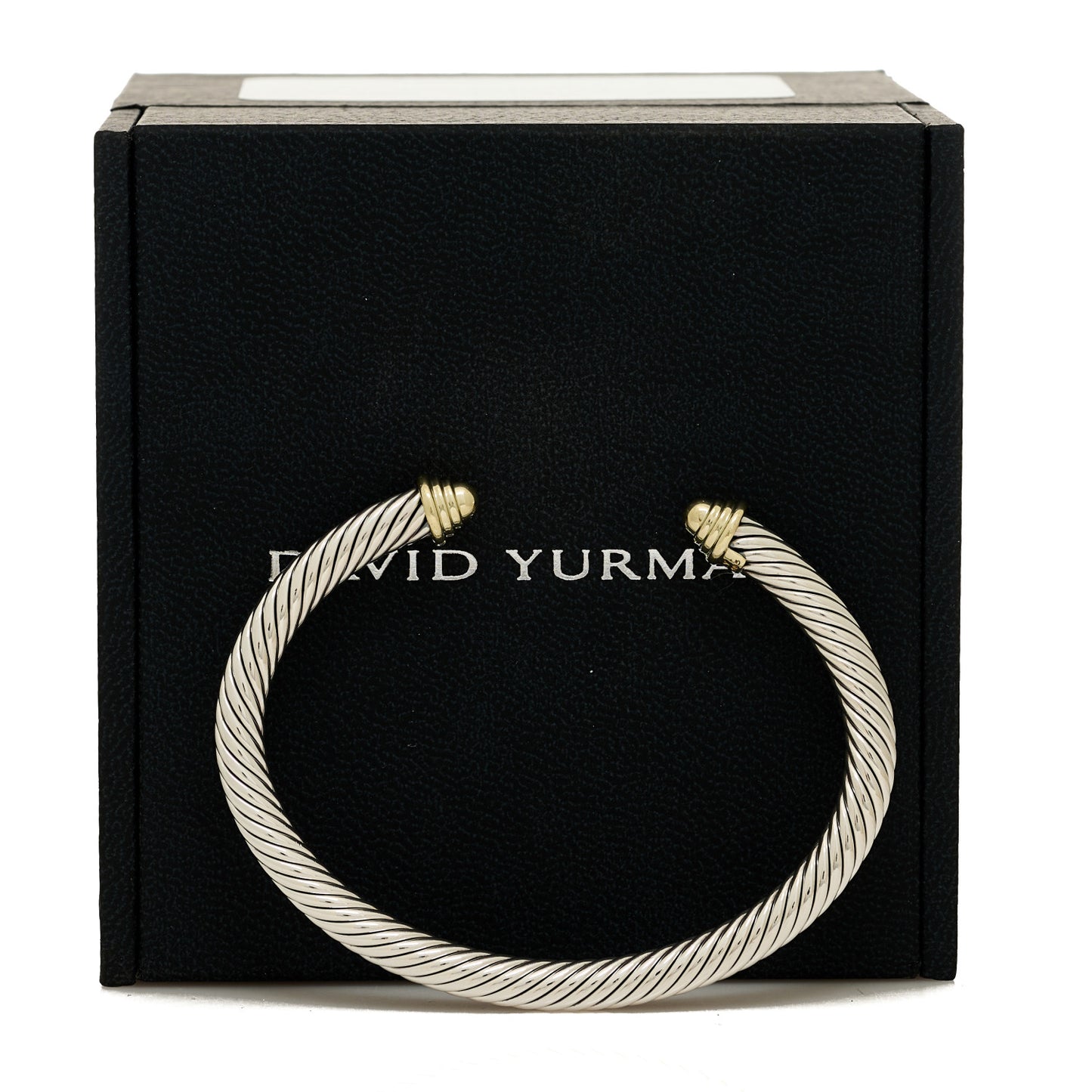 Sterling Silver 14K Yellow Gold 5mm Cable Classic Buckle Bracelet