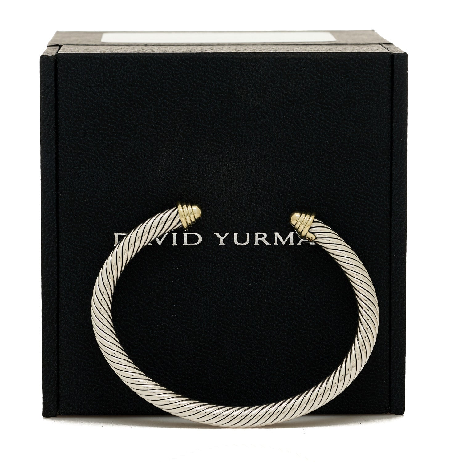 David Yurman Sterling Silver 14K Yellow Gold 5mm Cable Classic Buckle Bracelet 4 of 4