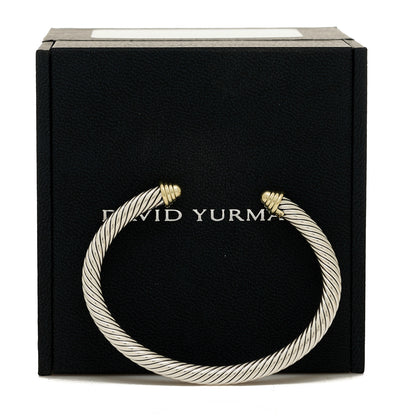 David Yurman Sterling Silver 14K Yellow Gold 5mm Cable Classic Buckle Bracelet 4 of 4