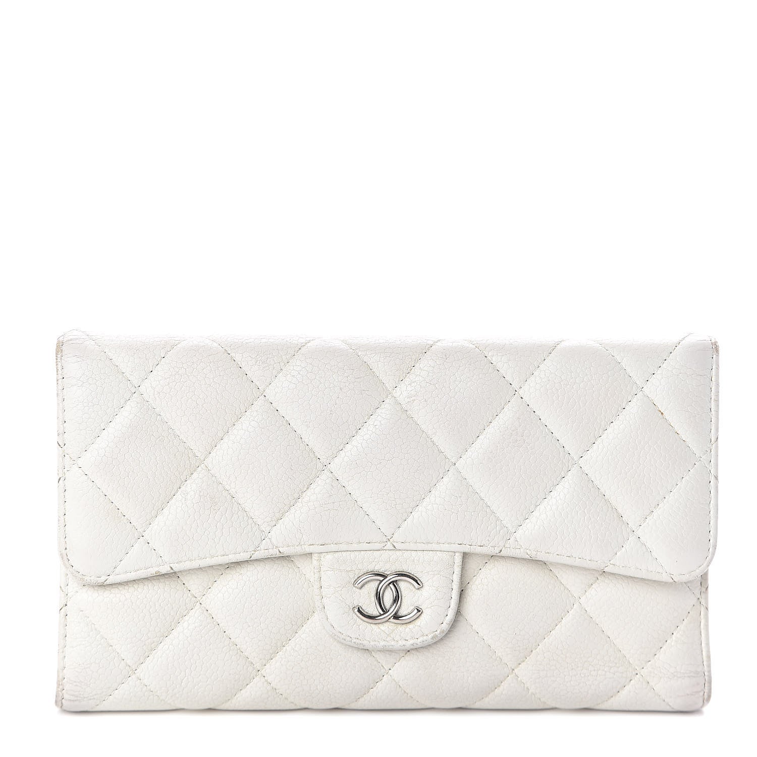 Chanel Caviar Quilted Large Flap Wallet White 1 of 13