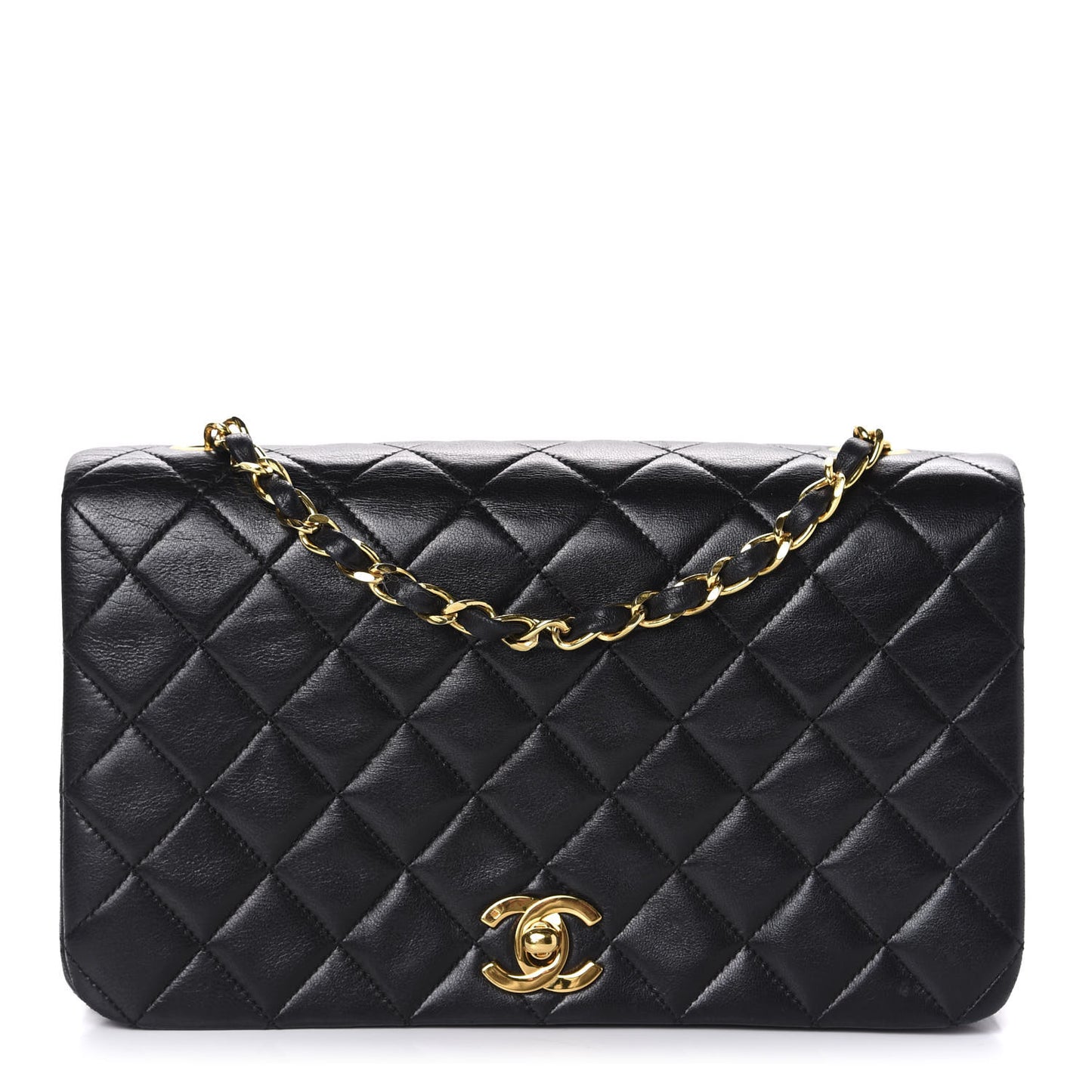 Lambskin Quilted Small Single Flap Bag Black