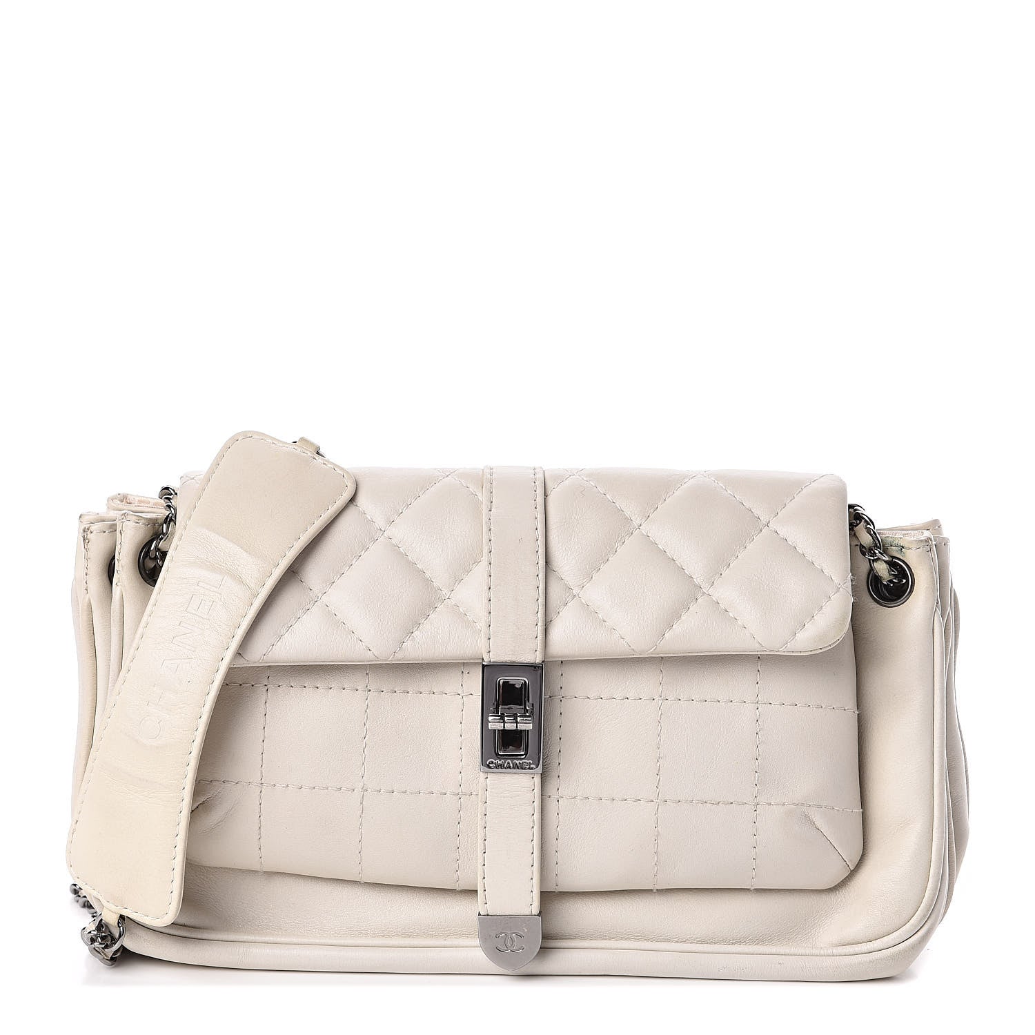 Chanel Lambskin Quilted Accordion Mademoiselle Flap White 1 of 13