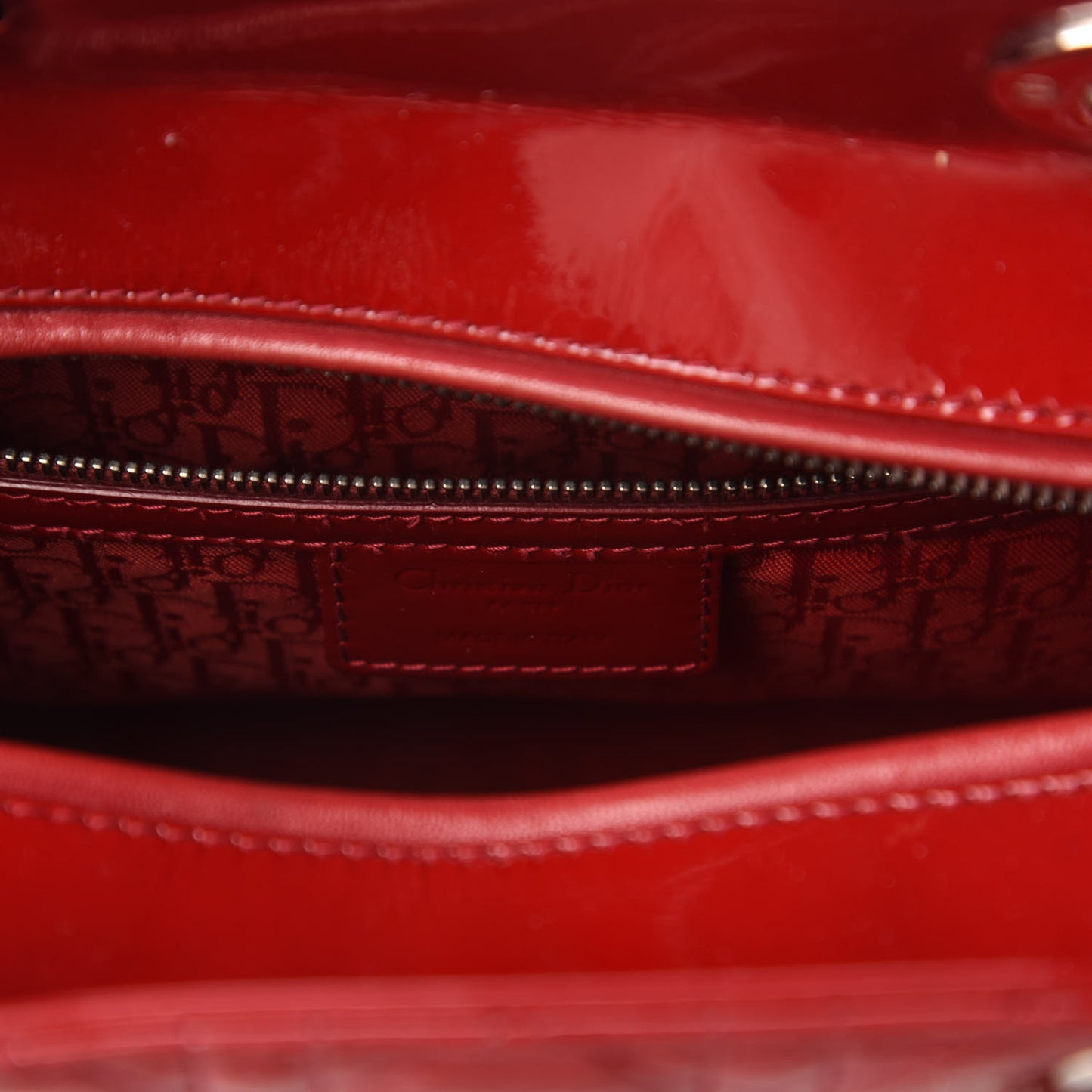 Patent Cannage Large Lady Dior Red
