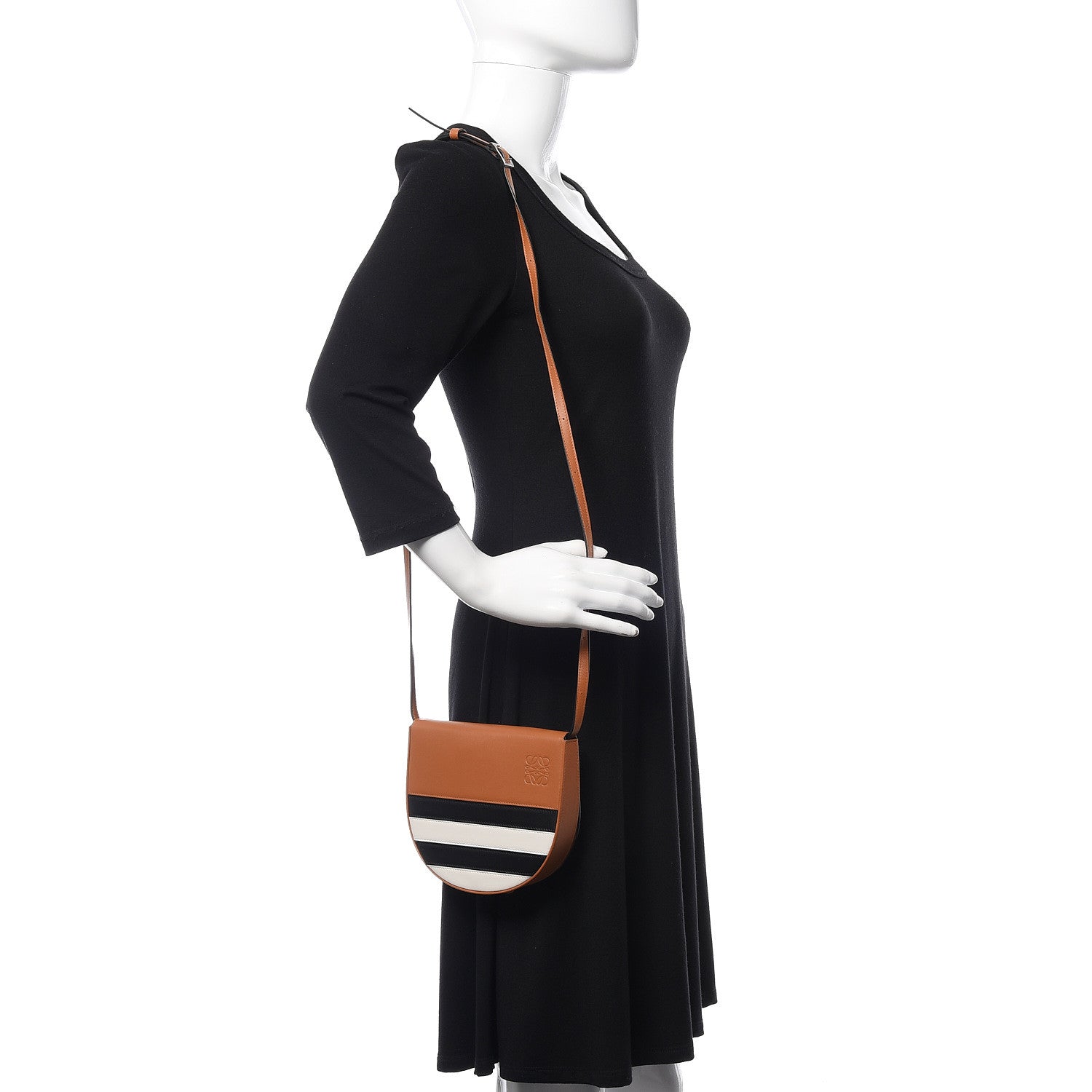 Loewe Calfskin Marine Stripe Mini Heel Shoulder Bag Tan 2 of 9