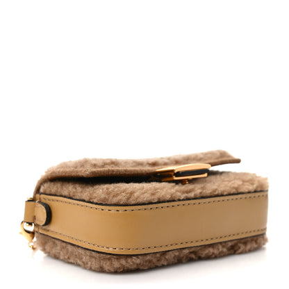 Fendi Curly Shearling Shiny Nappa Nano Baguette Charm Camel 3 of 8