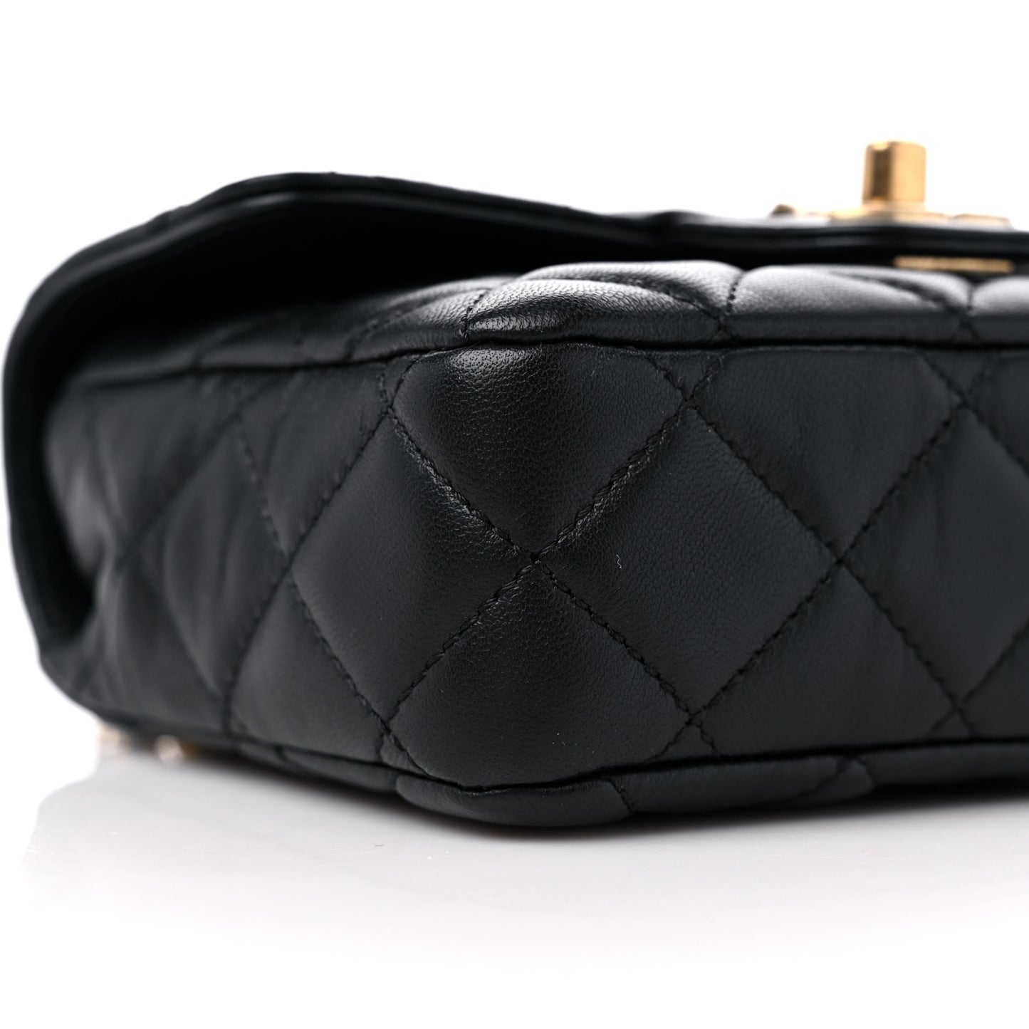 Lambskin Enamel Quilted Mini Flap Black