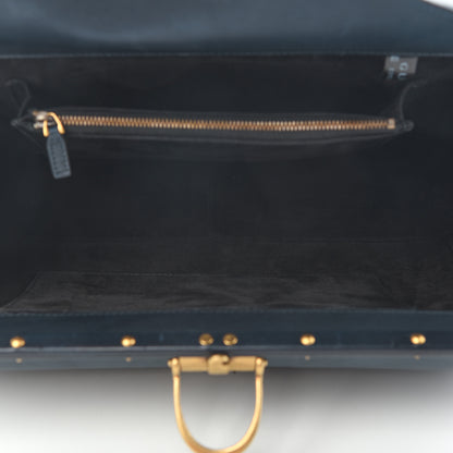 Gucci Calfskin Large Lady Stirrup Top Handle Dark Blue 4 of 10