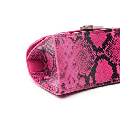 Balenciaga Shiny Calfskin Python Effect Small Hourglass Top Handle Bag Fuchsia Black 8 of 9