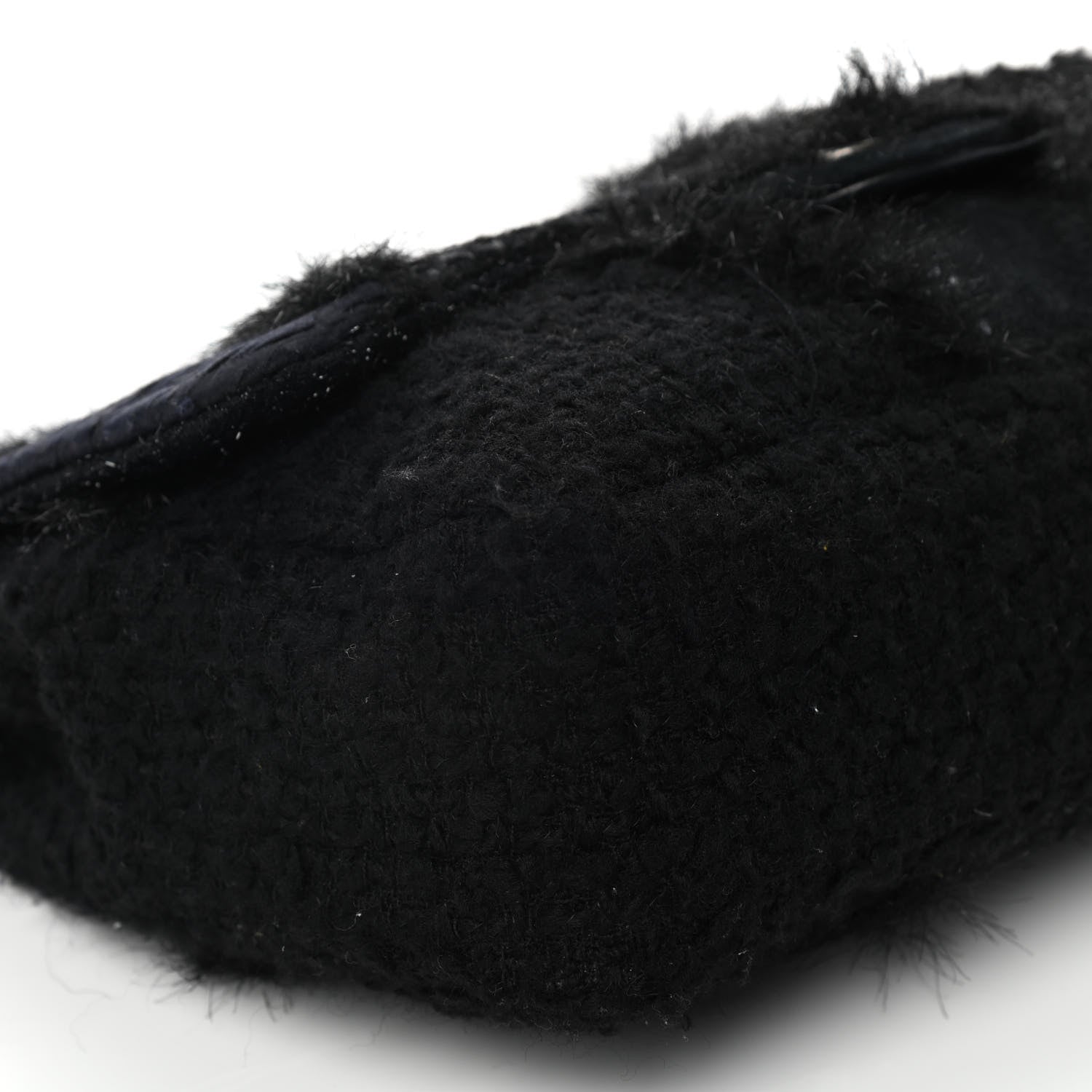 Chanel Tweed Faux Fur Patchwork Jumbo Single Flap Black 11 of 11