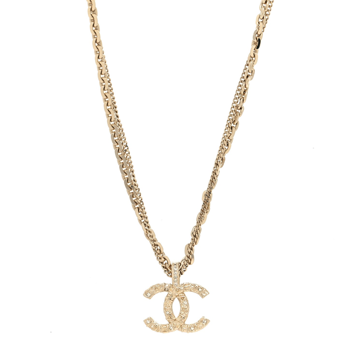 Crystal CC Multi Strand Chain Necklace Gold