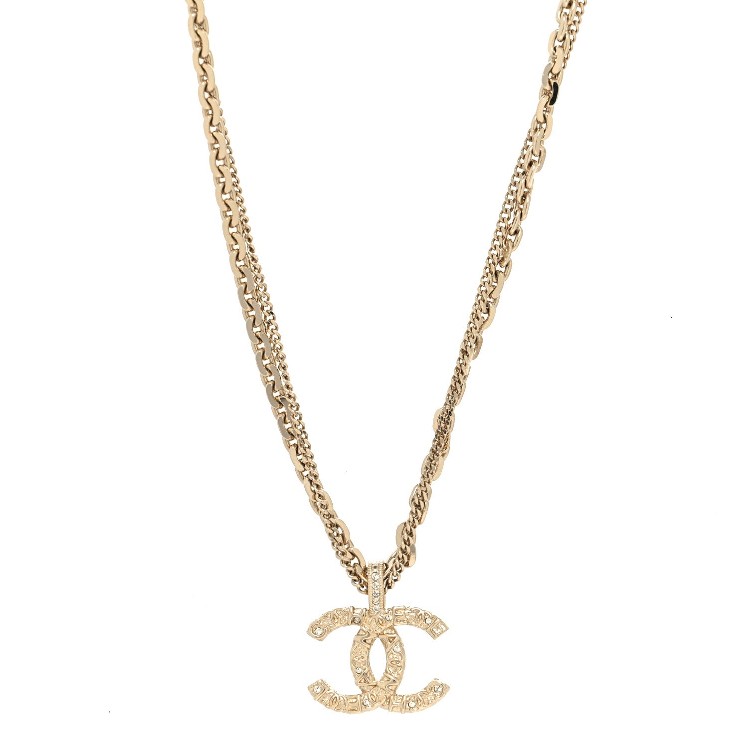Chanel Crystal CC Multi Strand Chain Necklace Gold 2 of 5