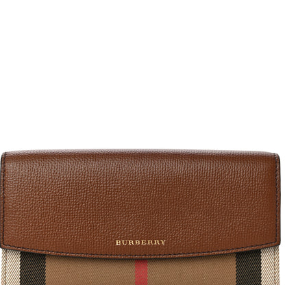 Burberry Horseshoe Calfskin House Check Porter Continental Wallet Tan 7 of 15