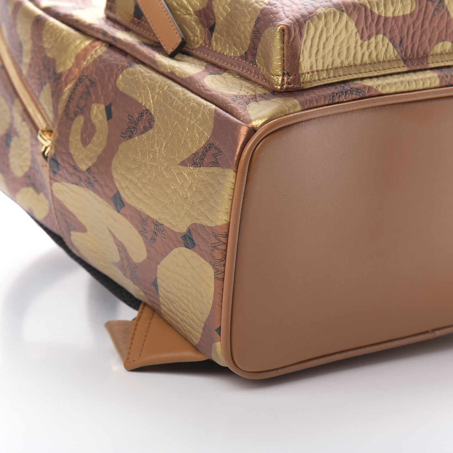 Metallic Visetos Leopard Print Small Stark Backpack Cognac