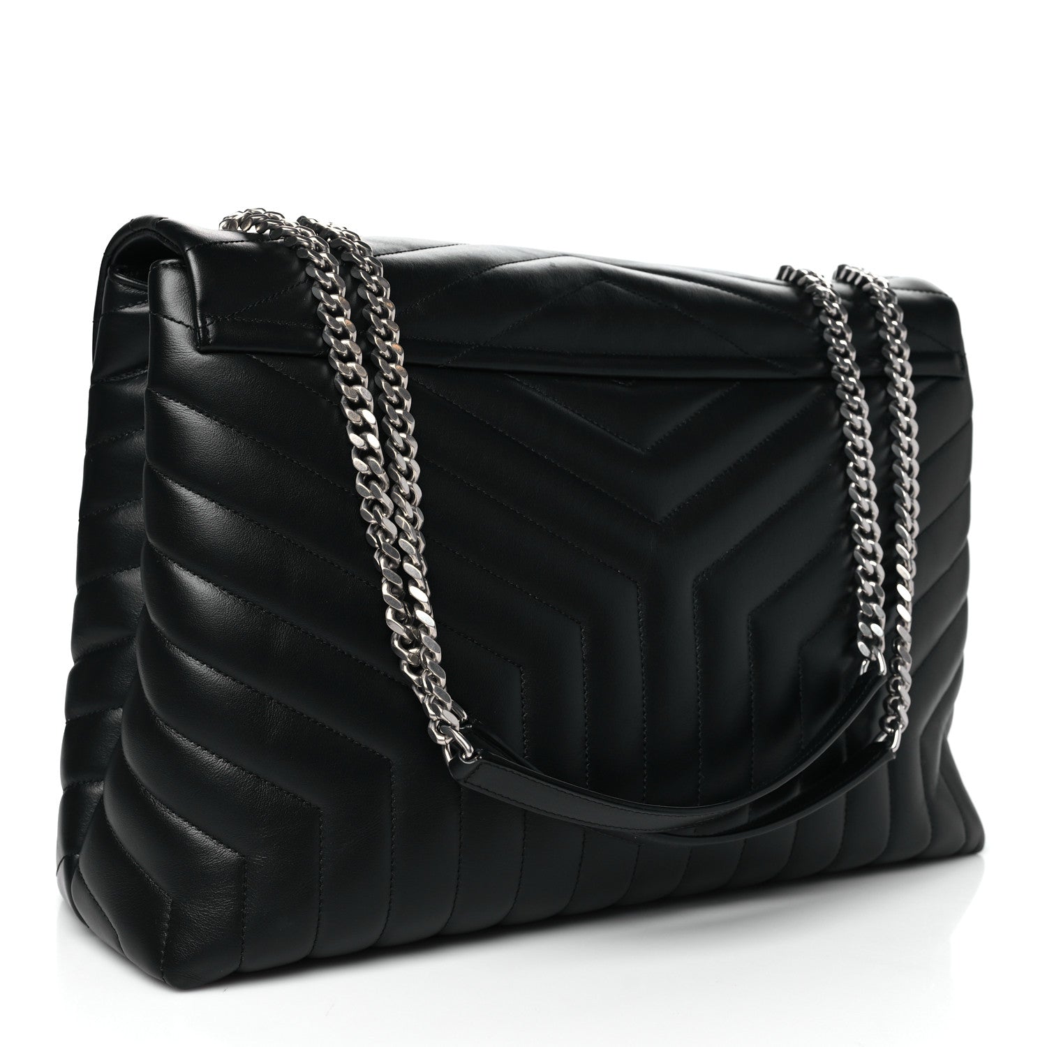Saint Laurent Calfskin Y Quilted Monogram Large Loulou Chain Satchel Black 3 of 10