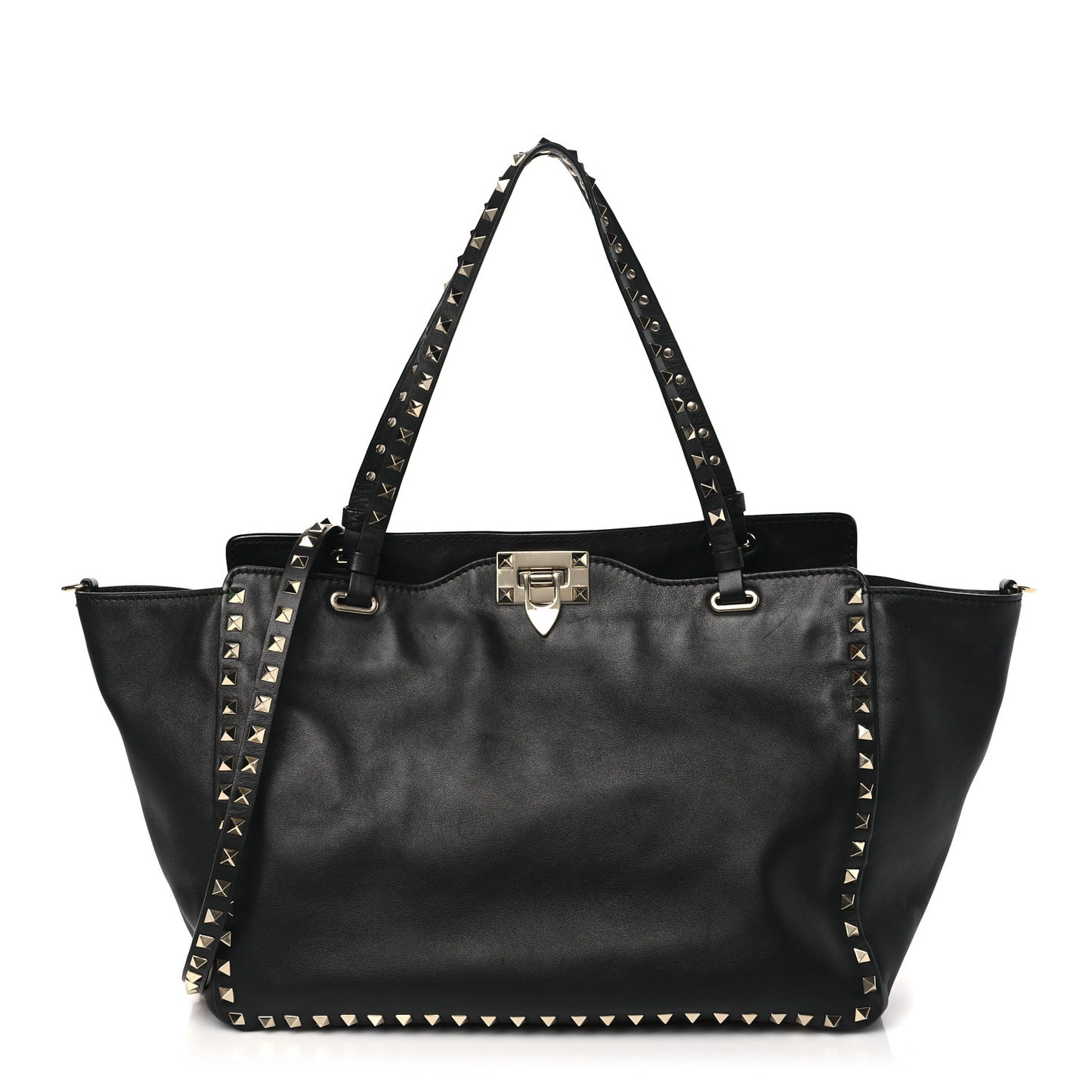 Vitello Medium Rockstud Tote Black