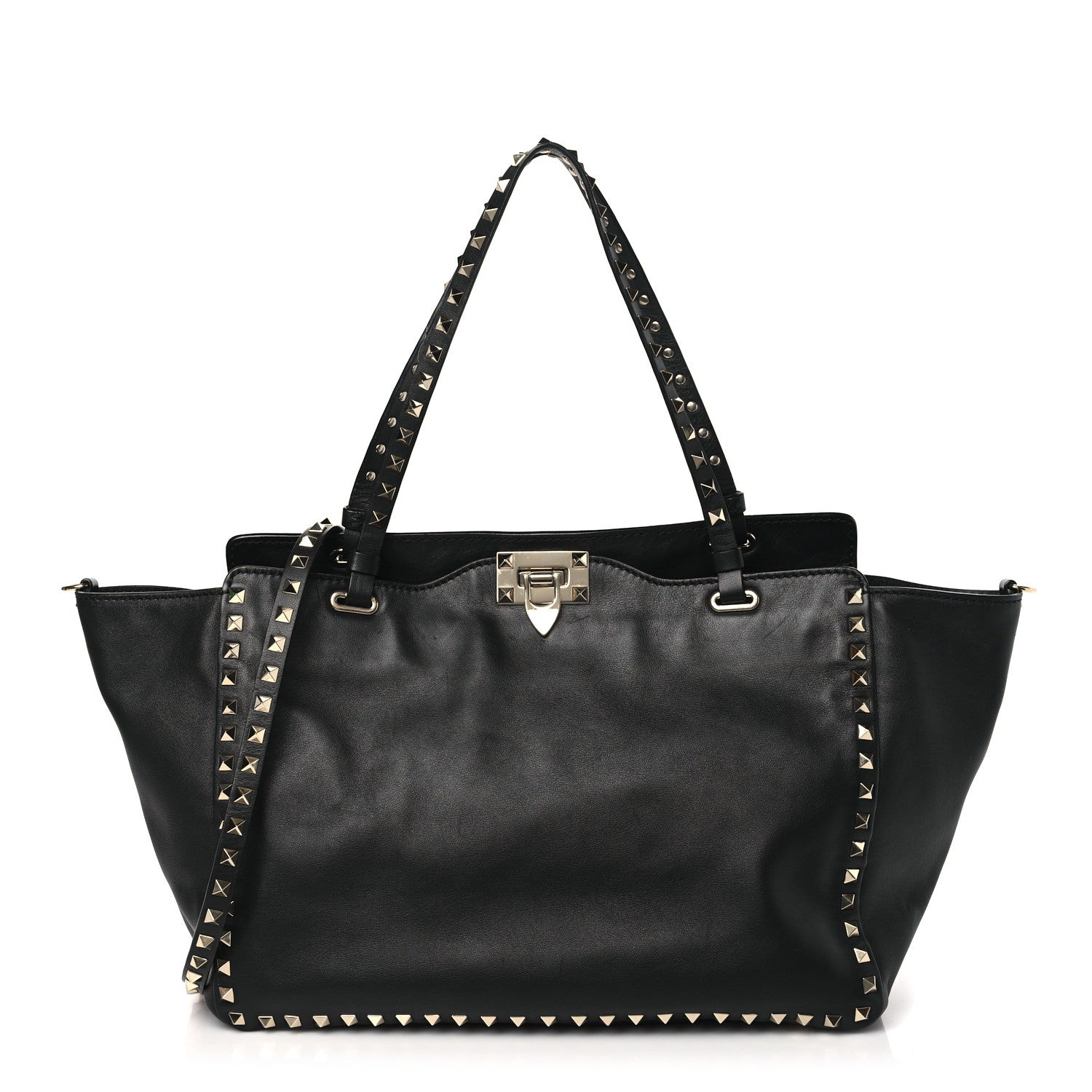 Valentino Garavani Vitello Medium Rockstud Tote Black 1 of 8
