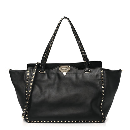 Valentino Garavani Vitello Medium Rockstud Tote Black 1 of 8