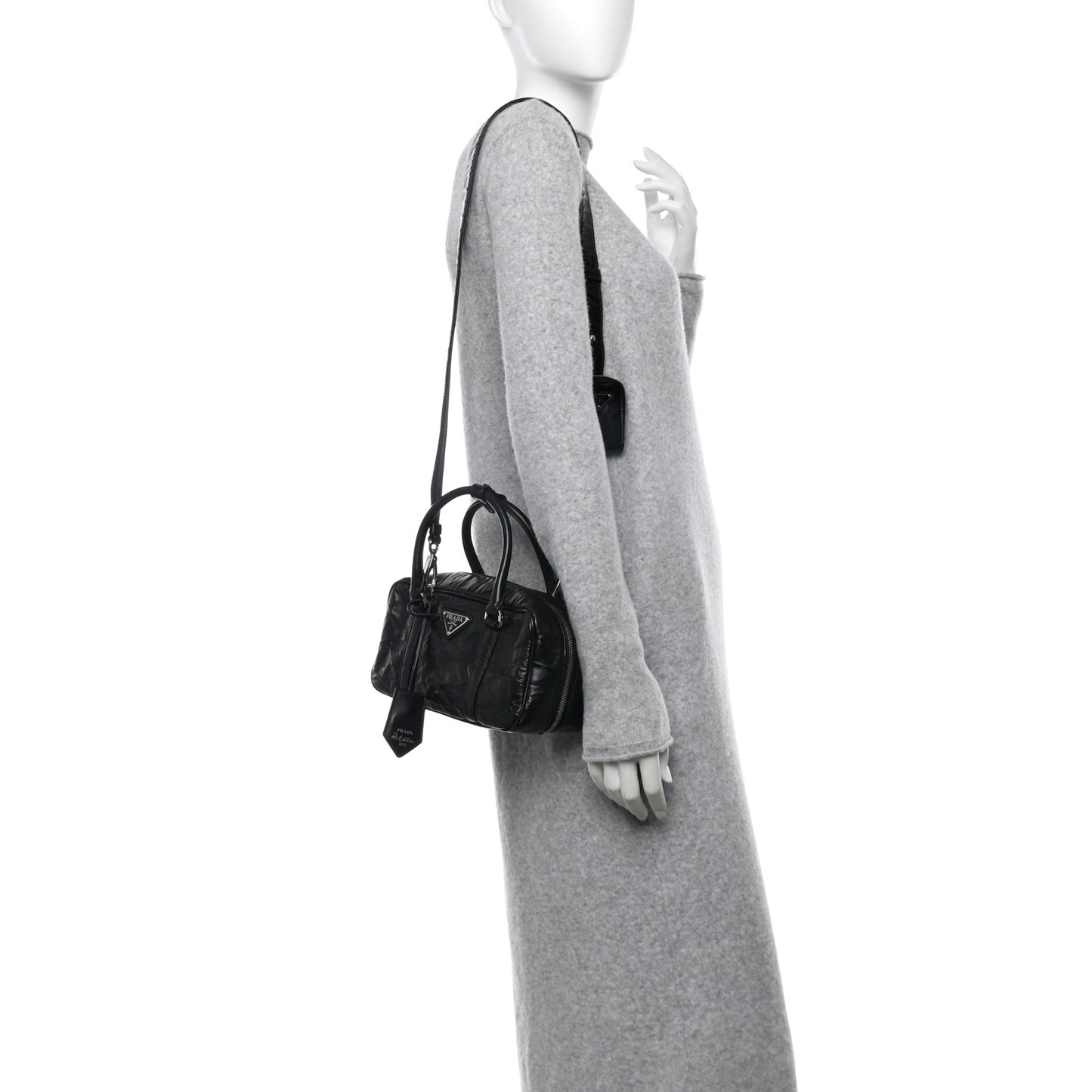 Nappa Antique Small Re-Edition 2001 Two Handle Crossbody Bag Black