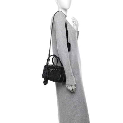 Prada Nappa Antique Small Re-Edition 2001 Two Handle Crossbody Bag Black 2 of 15
