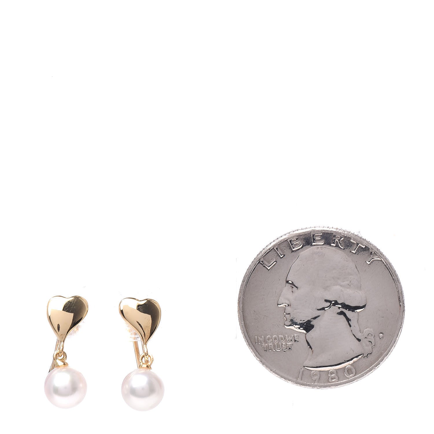 Mikimoto 18K Yellow Gold Akoya Pearl 6mm Heart Drop Screw Back Earrings 2 of 4