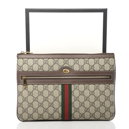 Gucci GG Supreme Monogram Large Ophidia Pouch Clutch Brown 8 of 8