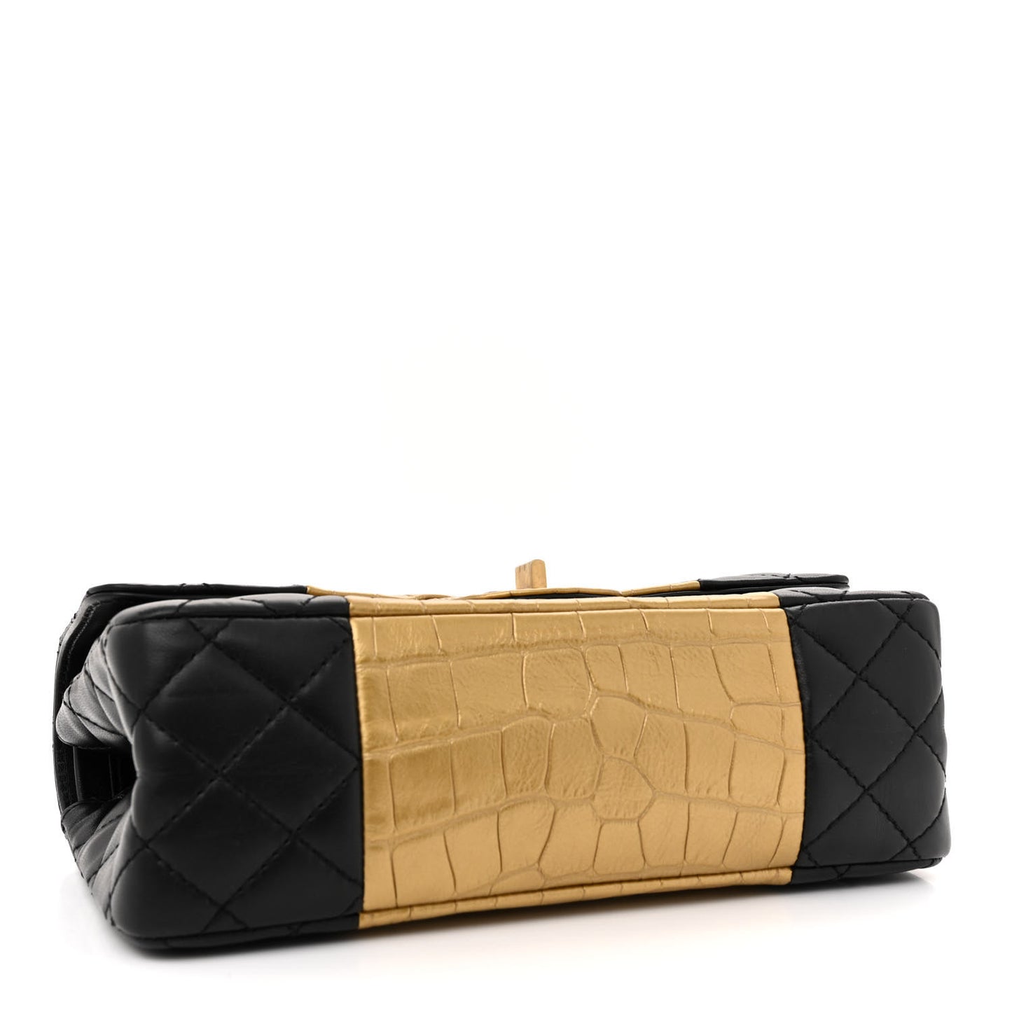Lambskin Metallic Calfskin Crocodile Embossed 2.55 Reissue 225 Flap Black Gold