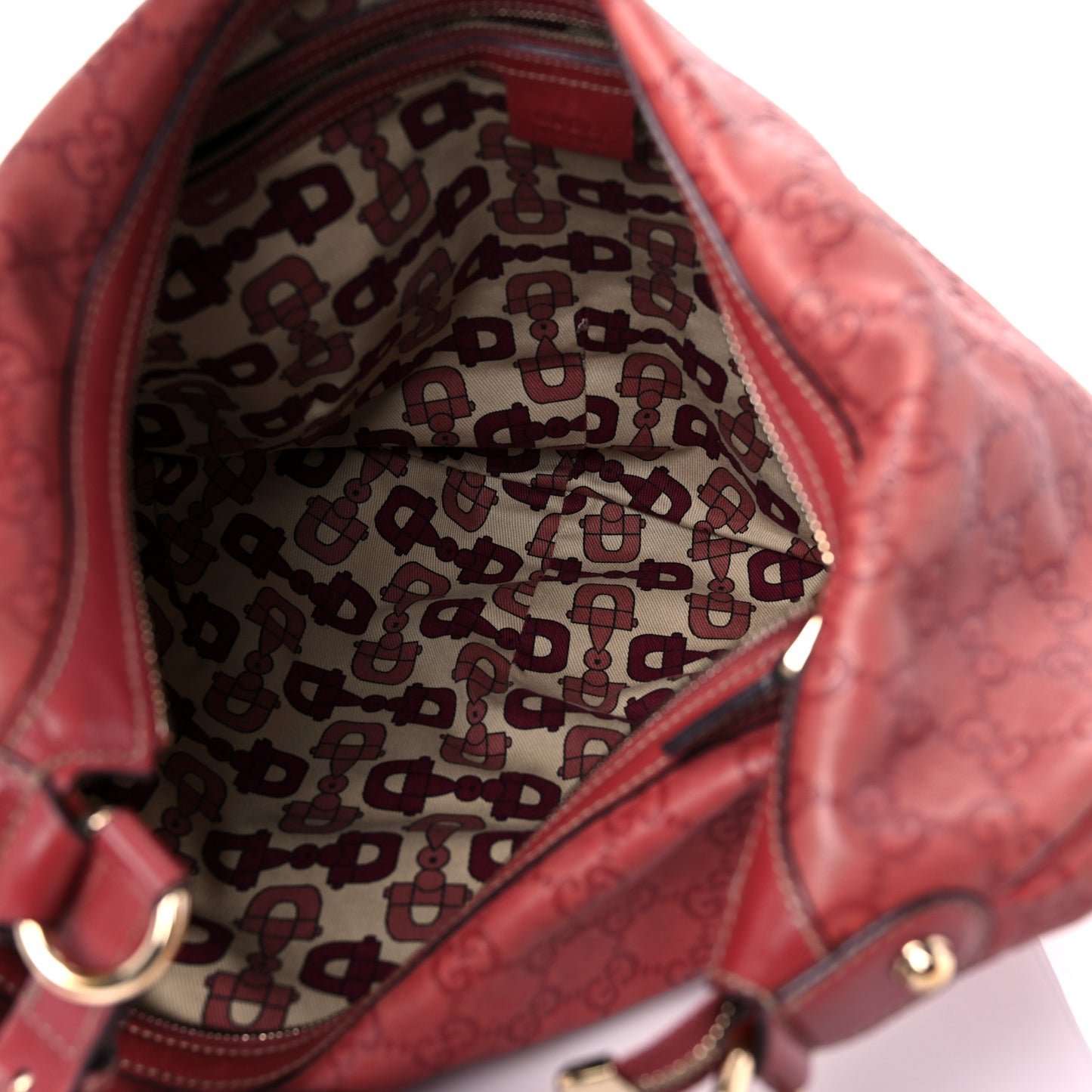 Guccissima Large Biba Studded Hobo Red
