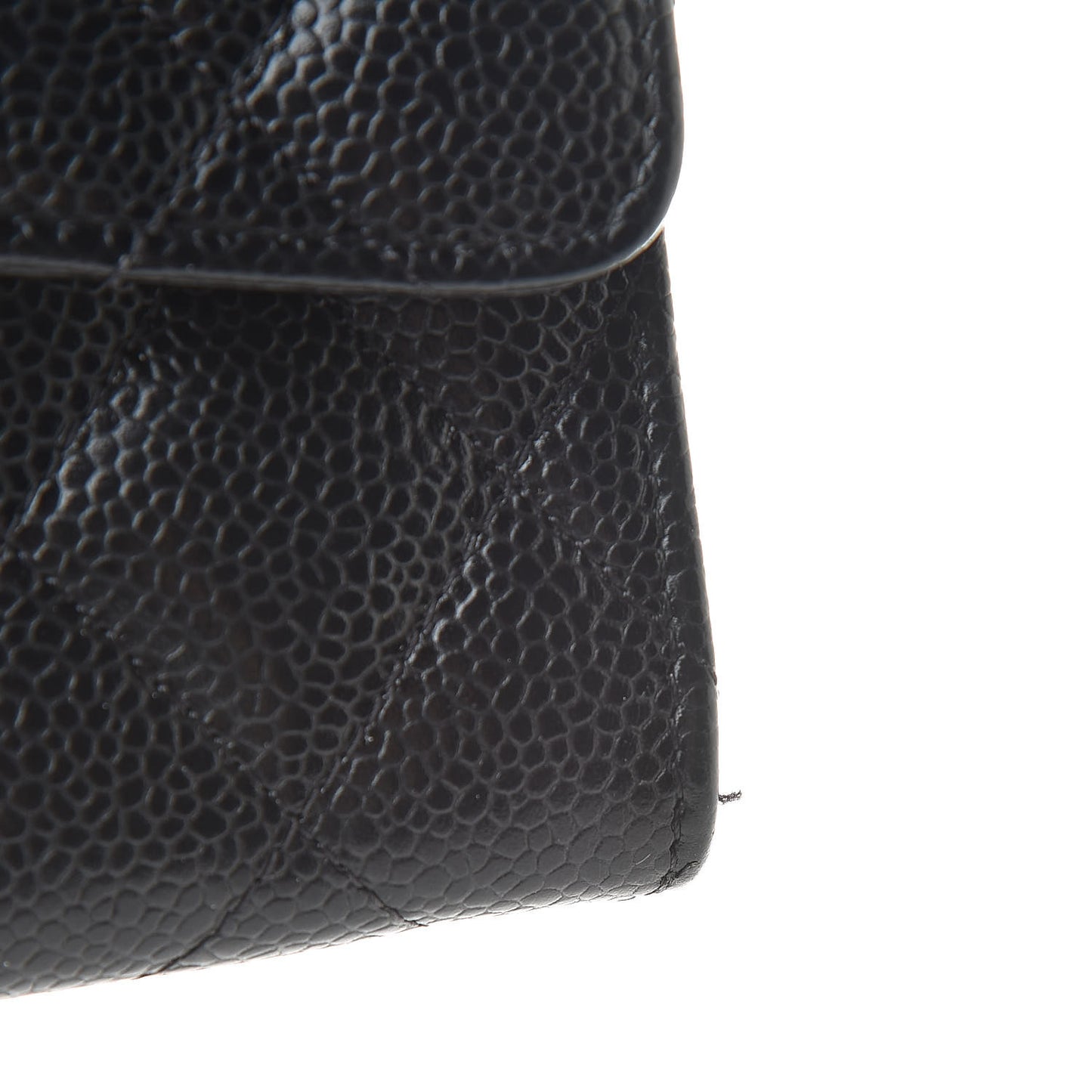 Caviar Quilted Large Flap Gusset Wallet Black