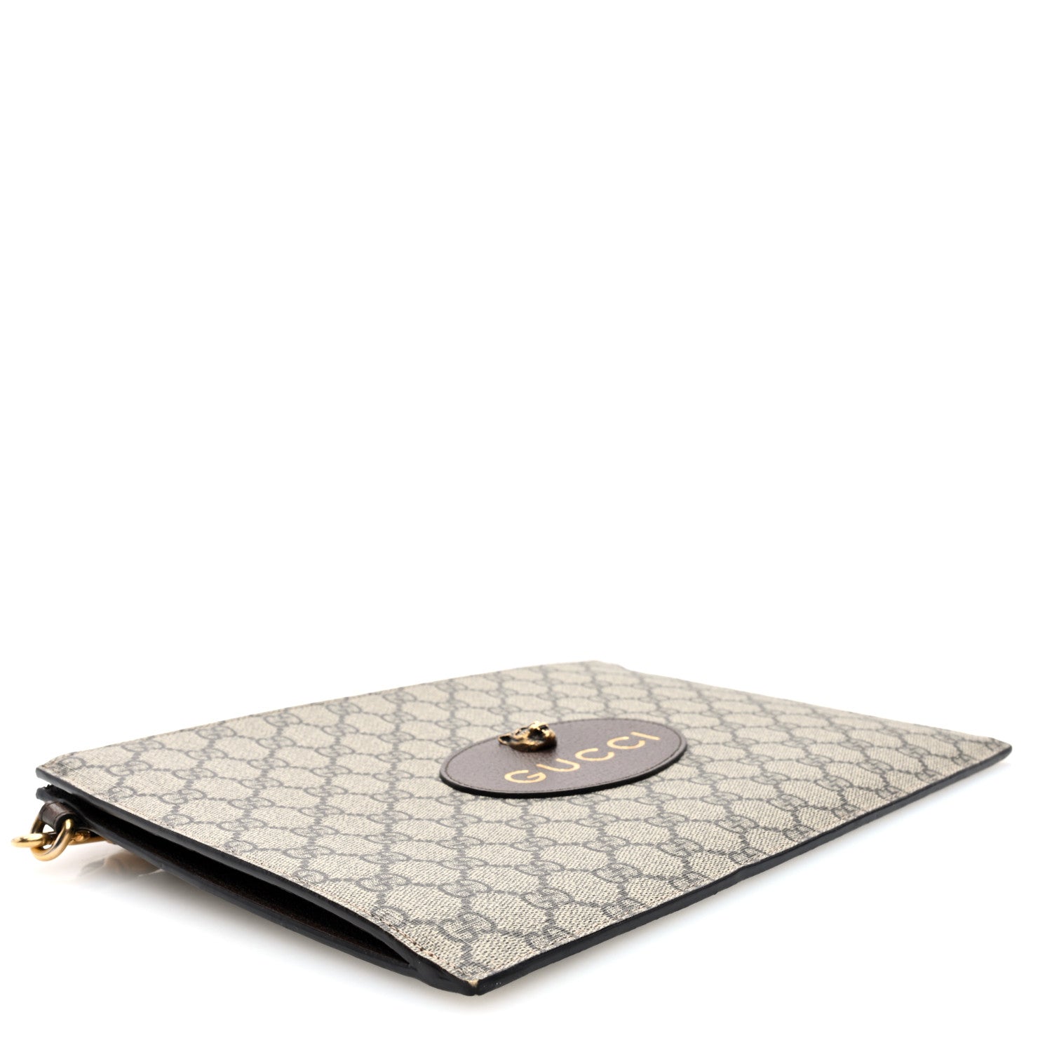 Gucci GG Supreme Monogram Neo Vintage Zip Wristlet Pouch Beige New Acero Crop 4 of 6