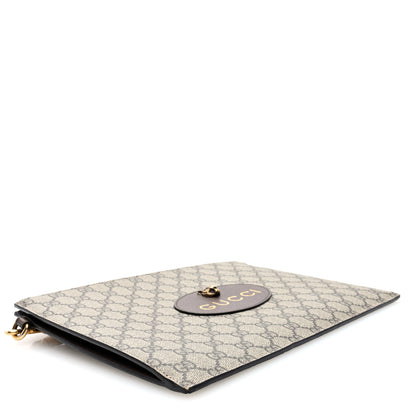 Gucci GG Supreme Monogram Neo Vintage Zip Wristlet Pouch Beige New Acero Crop 4 of 6
