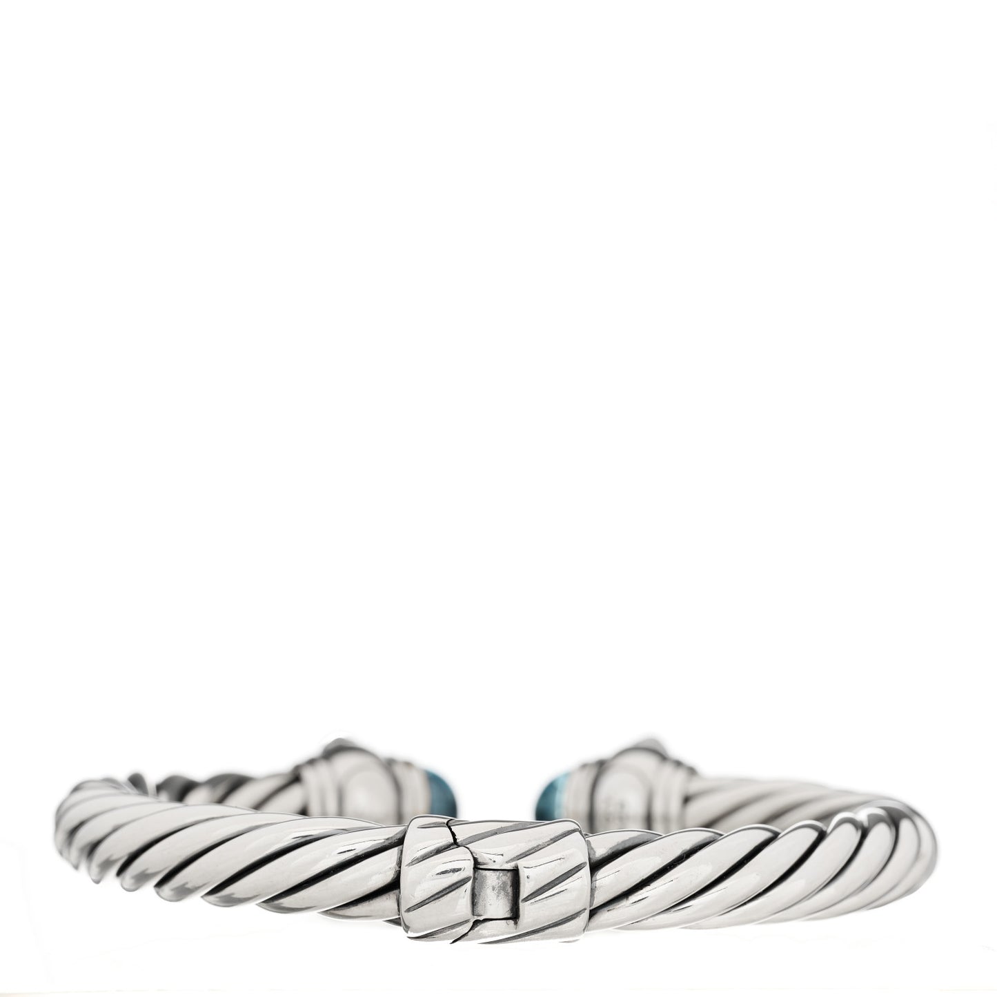 Sterling Silver Blue Topaz 8.5mm Cable Renaissance Bracelet