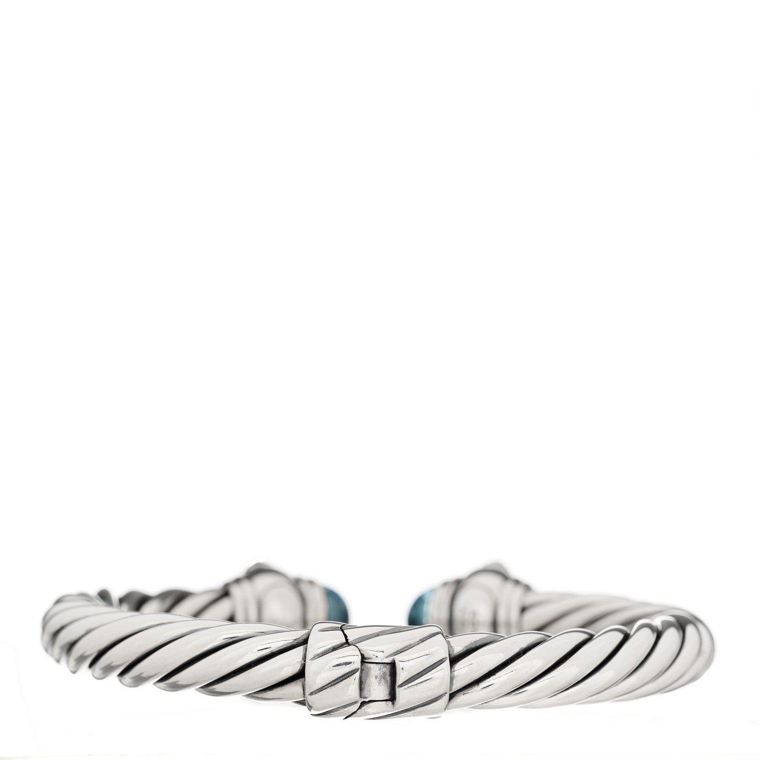 David Yurman Sterling Silver Blue Topaz 8.5mm Cable Renaissance Bracelet 3 of 3