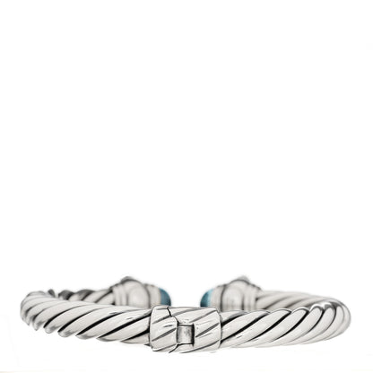 David Yurman Sterling Silver Blue Topaz 8.5mm Cable Renaissance Bracelet 3 of 3