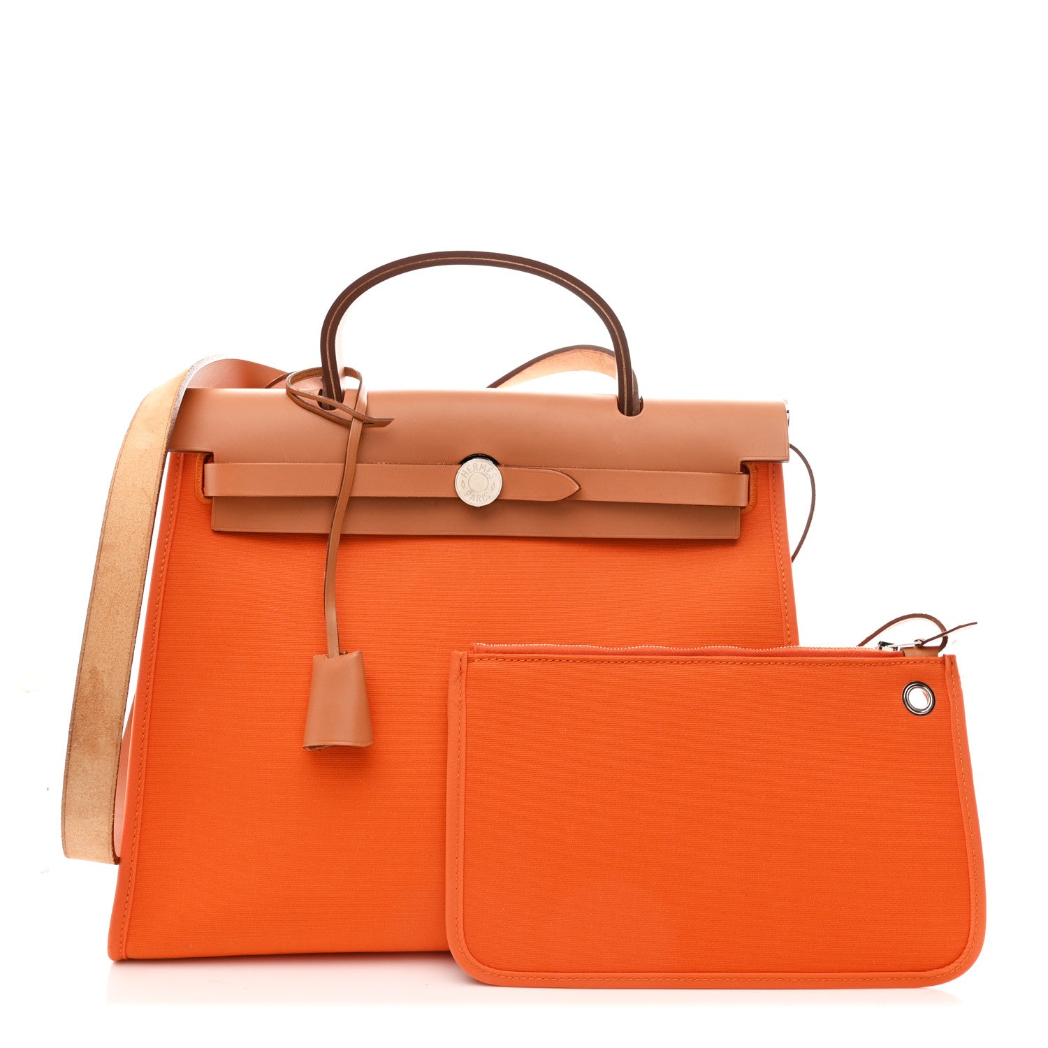 Hermes Vache Hunter Toile Herbag Zip 31 PM Orange 3 of 12