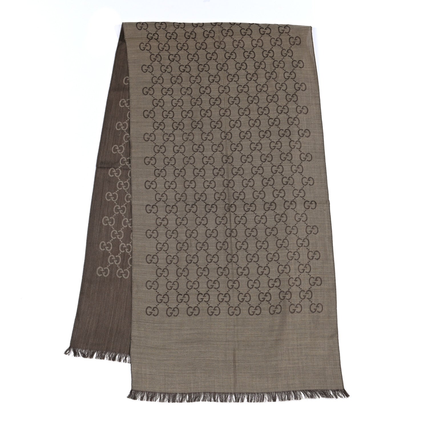 Gucci Wool Silk GG Monogram GGNat Scarf Rope Dark Brown 2 of 4