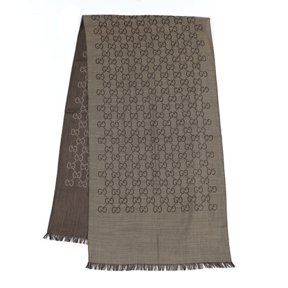 Gucci Wool Silk GG Monogram GGNat Scarf Rope Dark Brown 2 of 4