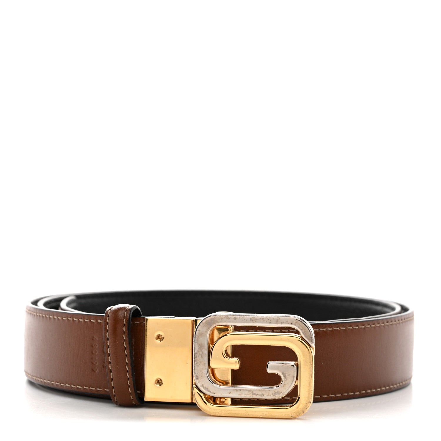Gucci Textured Dollar Calfskin Ciny Calf Lux Squared Interlocking G 30mm Reversible Belt 105 42 Brown Black 1 of 7