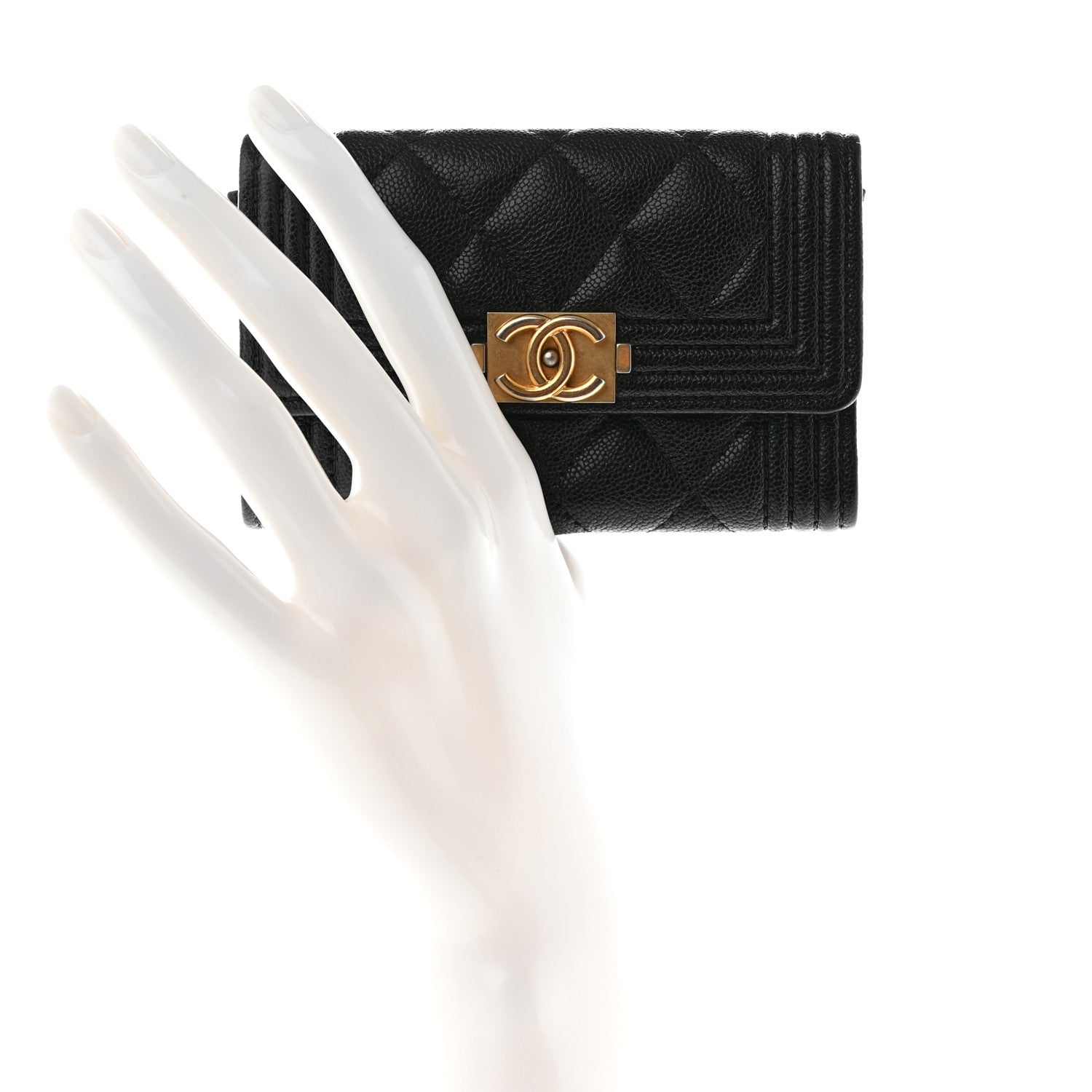 Chanel Caviar Quilted Boy Flap Card Holder Black 2 of 9