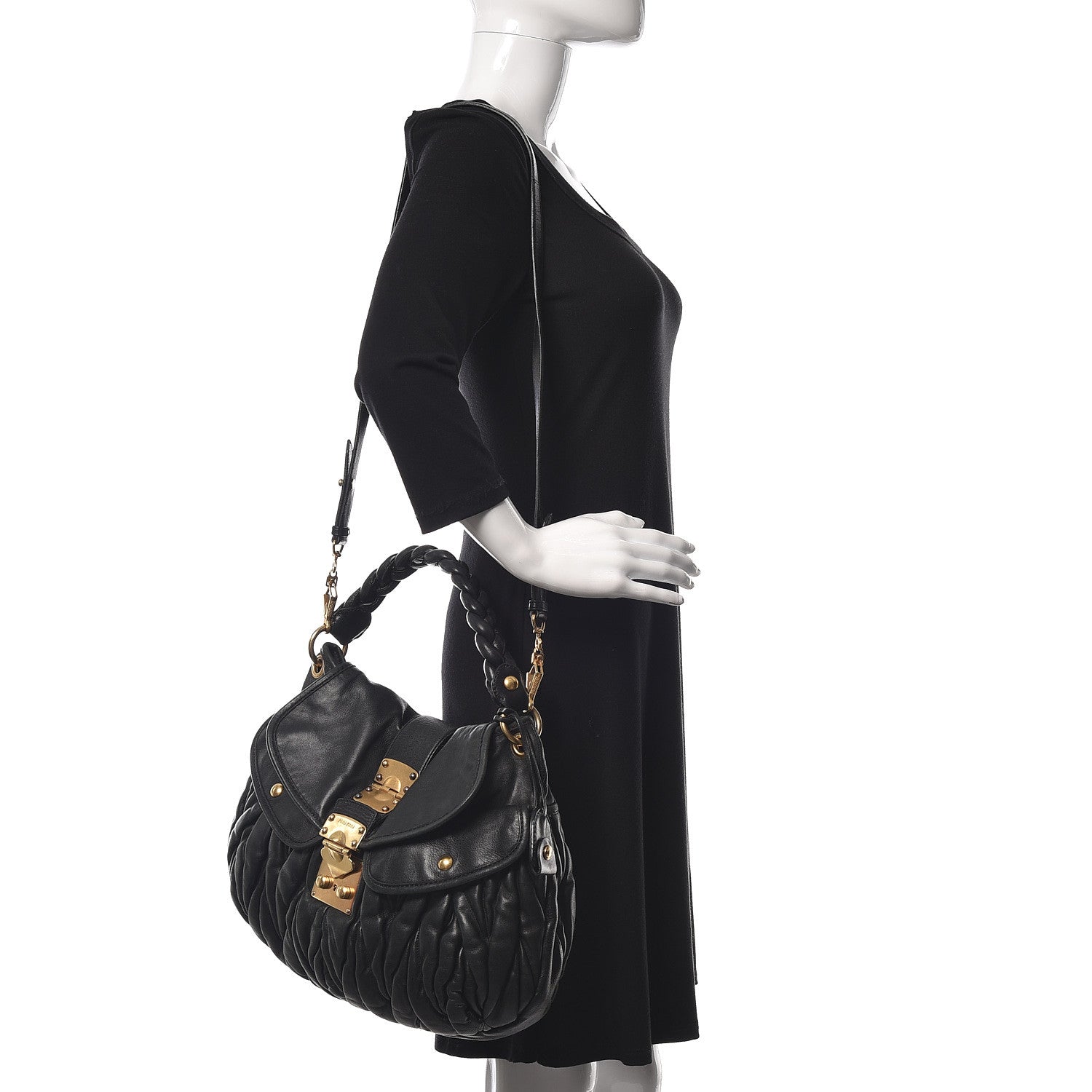 Miu Miu Nappa Matelasse Coffer Hobo Black 2 of 9