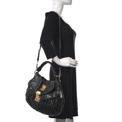 Miu Miu Nappa Matelasse Coffer Hobo Black 2 of 9