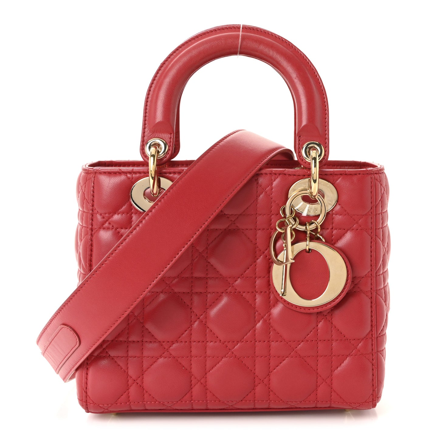 Lambskin Cannage Small Lady Dior Red