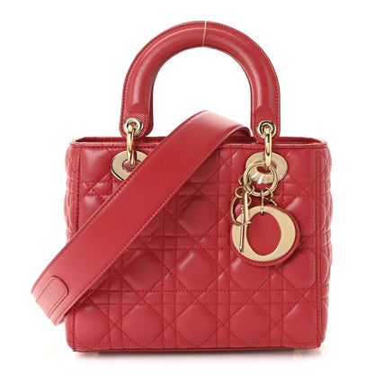Christian Dior Lambskin Cannage Small Lady Dior Red 1 of 9