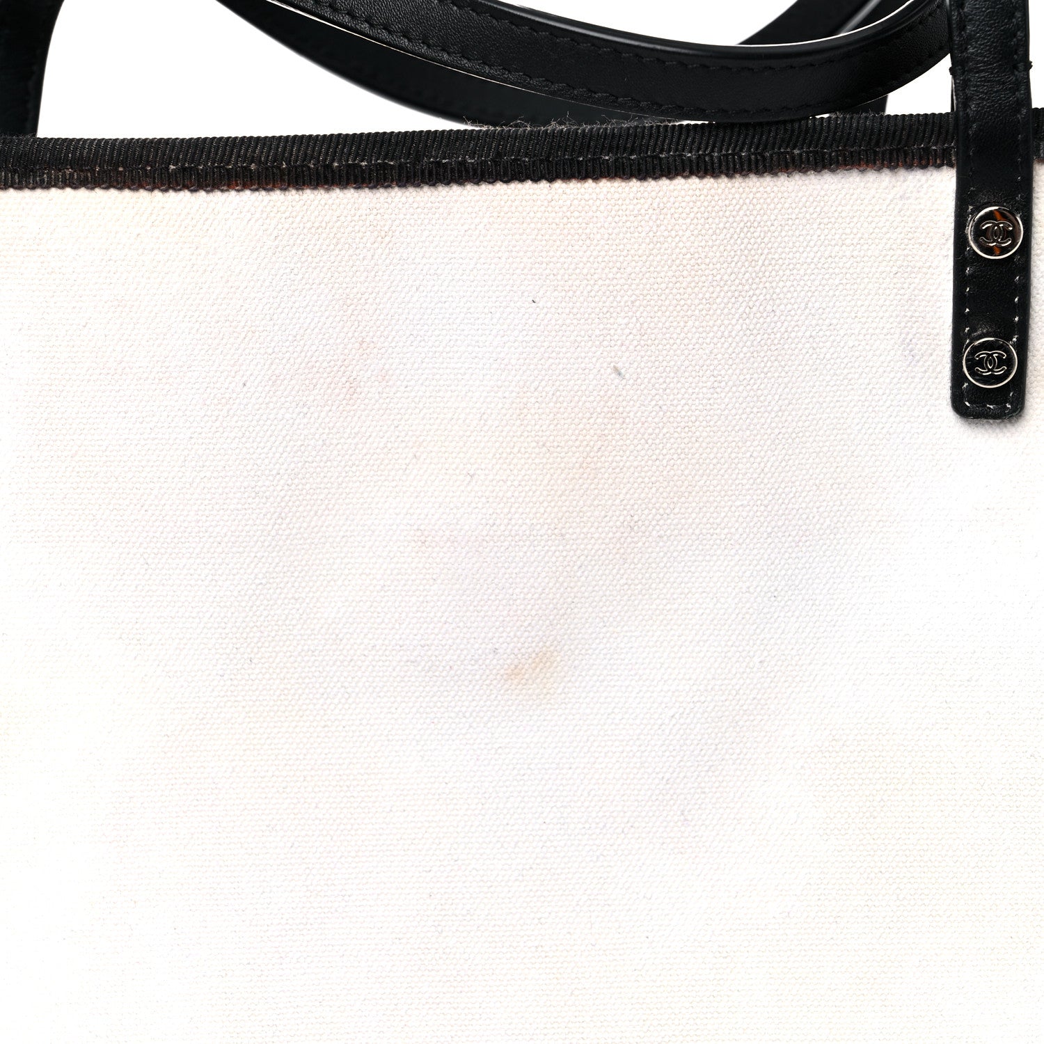 Chanel Canvas Calfskin Let's Demonstrate Small Tote White Black 16 of 20