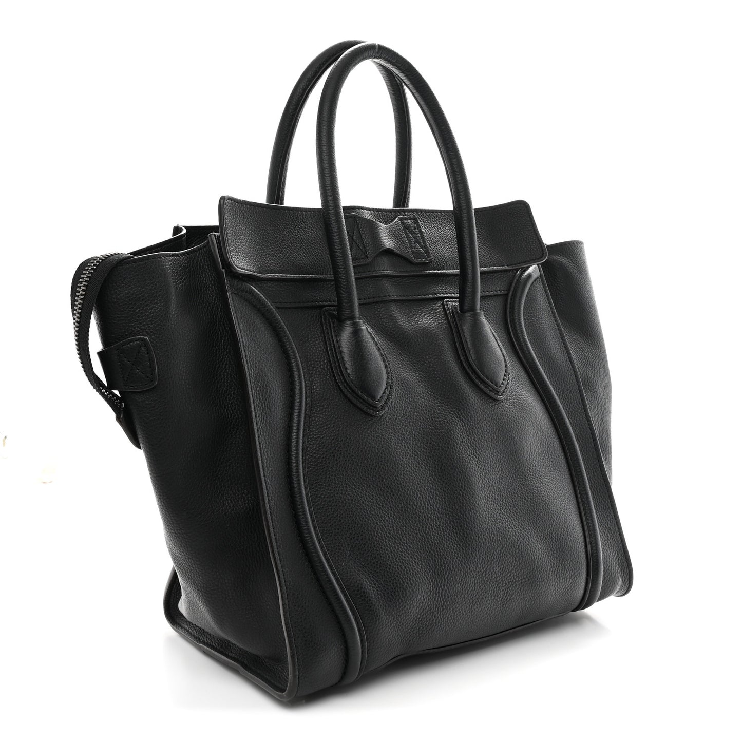 Drummed Calfskin Mini Luggage Black