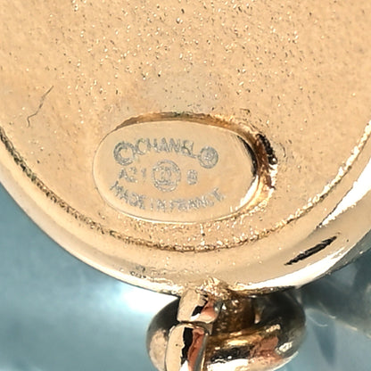 Chanel Pearl Crystal CC Heart Drop Earrings Blue 4 of 4