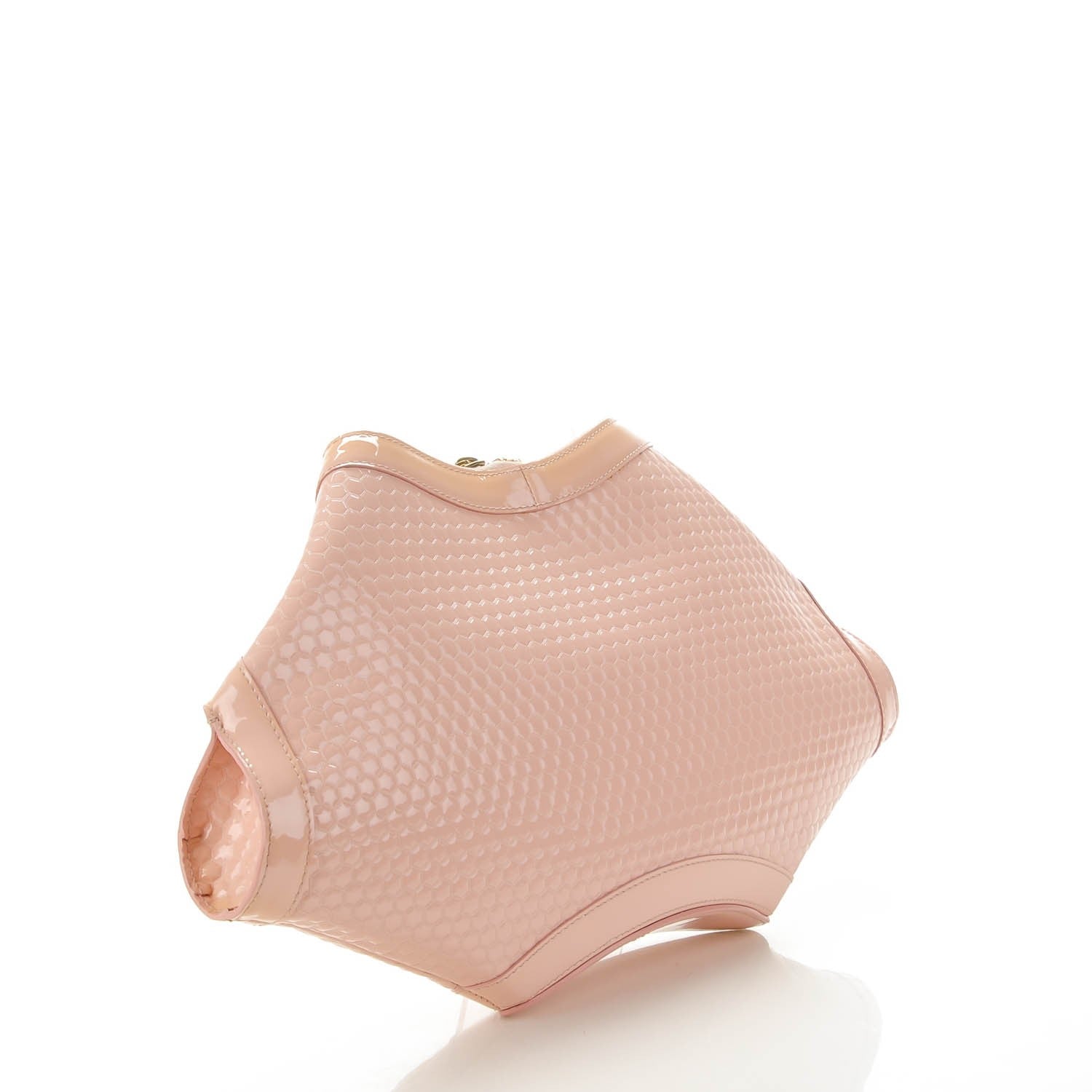 Alexander McQueen Patent Honeycomb De Manta Clutch Nude 3 of 7