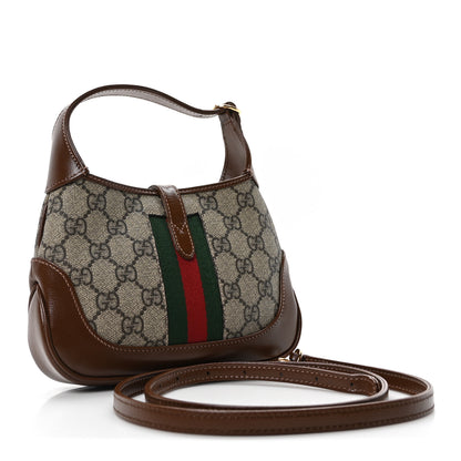 Gucci GG Supreme Monogram Azalea Calfskin Web Mini Jackie 1961 Hobo Beige Ebony Brown Sugar 3 of 10