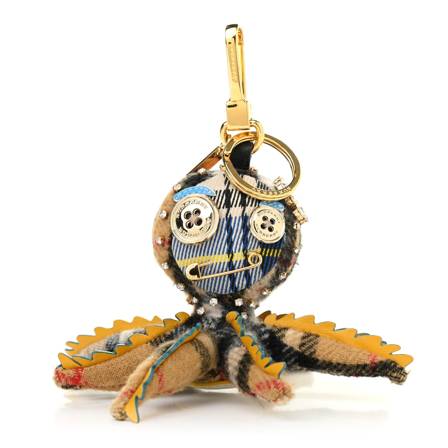 Burberry Cashmere Embellished Sally The Octopus Bag Charm Antique Yellow Multicolor 1 of 5