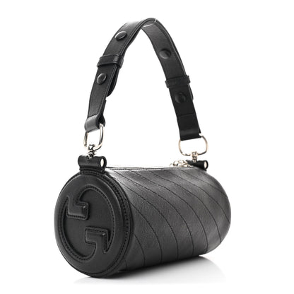 Gucci Sakai Be Green Calfskin Diagonal Stitched Mini Blondie Barrel Shoulder Bag Black 3 of 9
