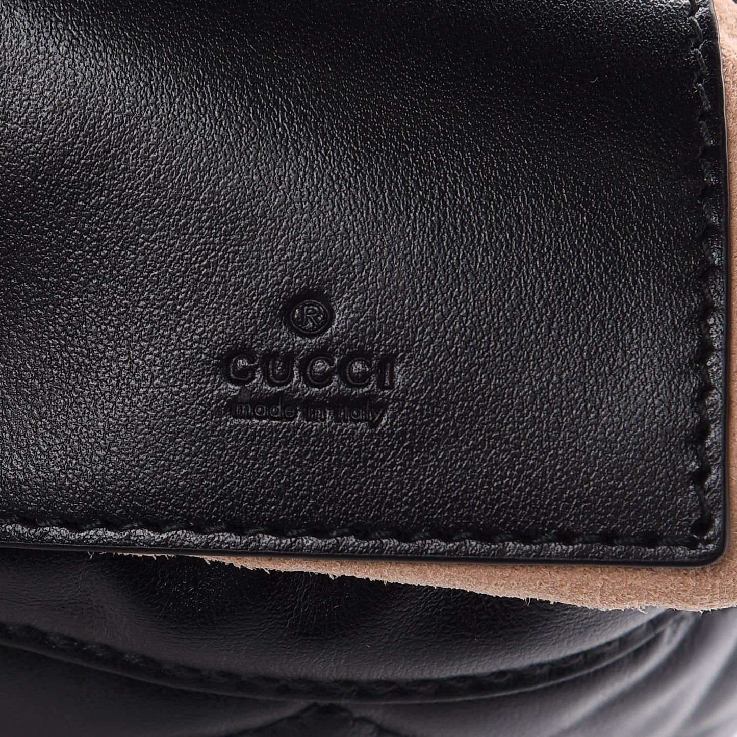 Calfskin Matelasse Mini GG Marmont 2.0 Bucket Bag Black